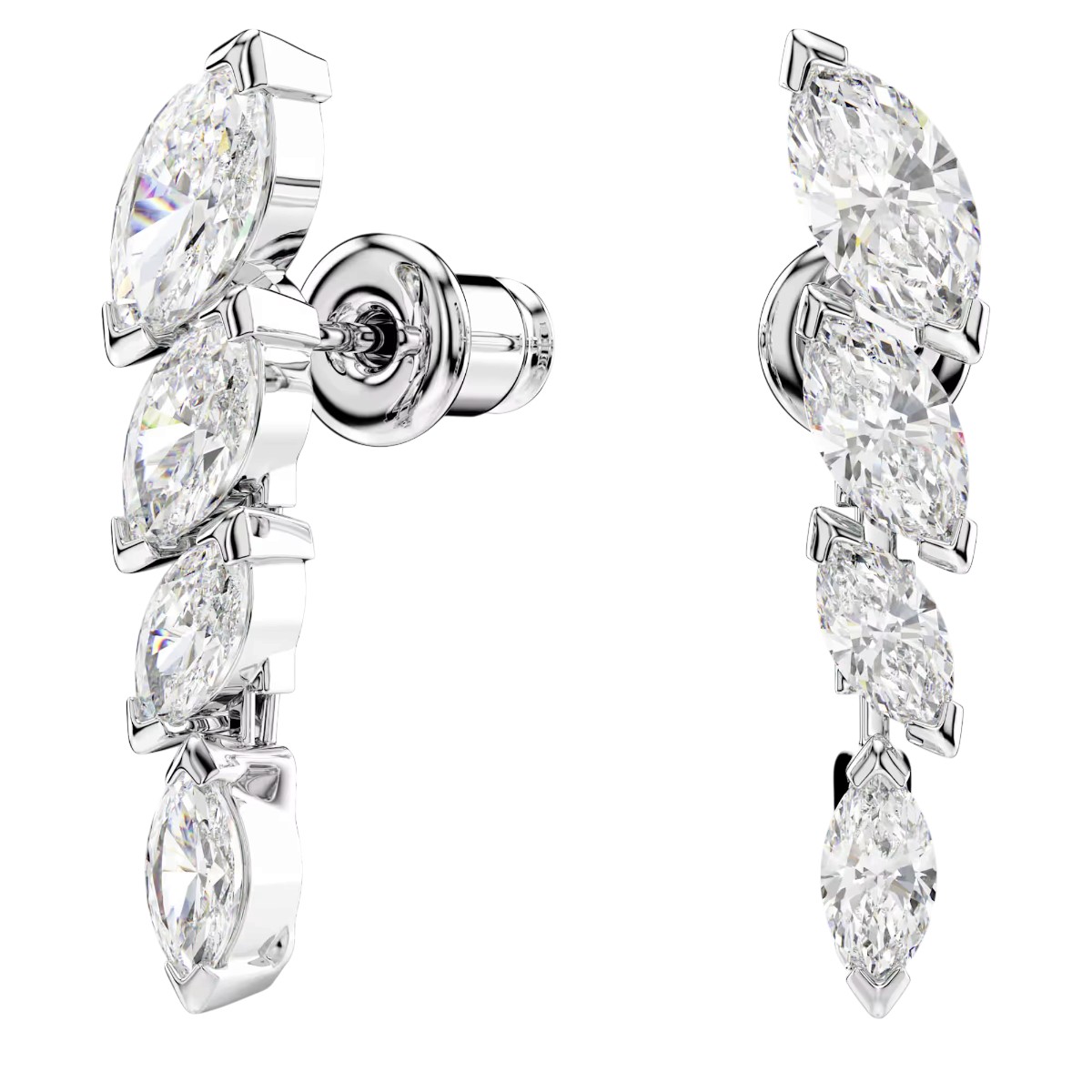 Swarovski Marquise Cut Memera Earrings, White and Rhodium Plated
