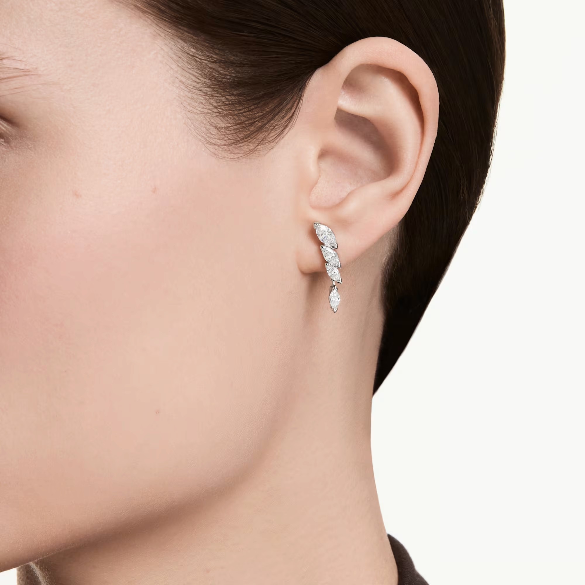 Swarovski Marquise Cut Memera Earrings, White and Rhodium Plated