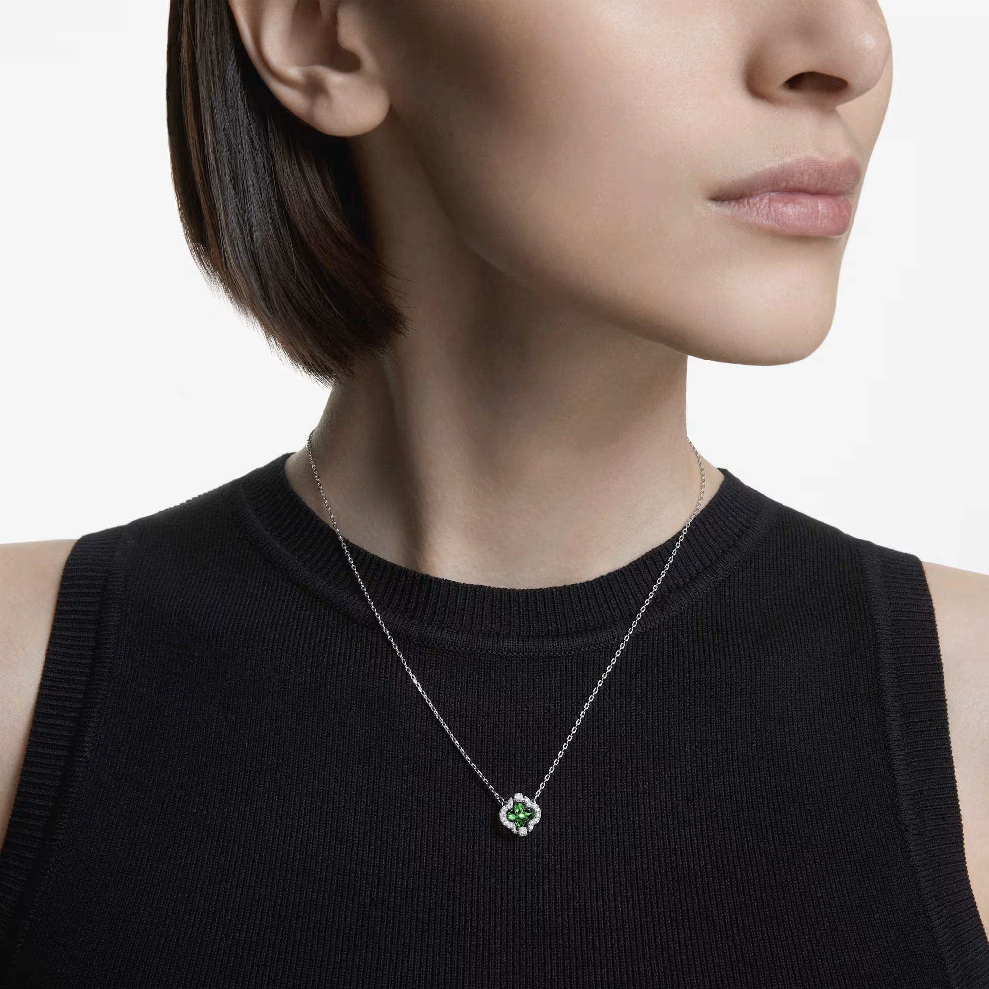 Swarovski Mixed Cuts Una Angelic Pendant Necklace, Green and Rhodium Plated