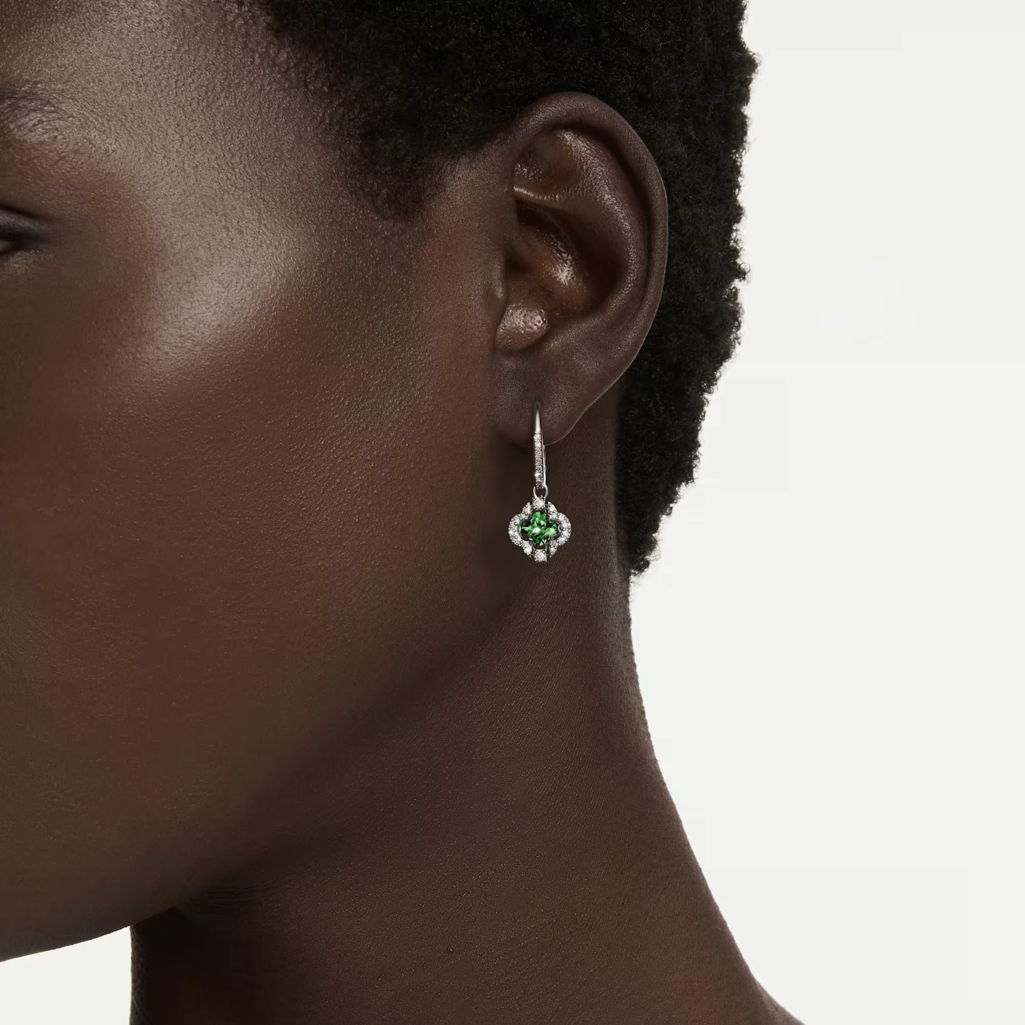 Swarovski Mixed Cuts Una Angelic Drop Earrings, Green and Rhodium Plated