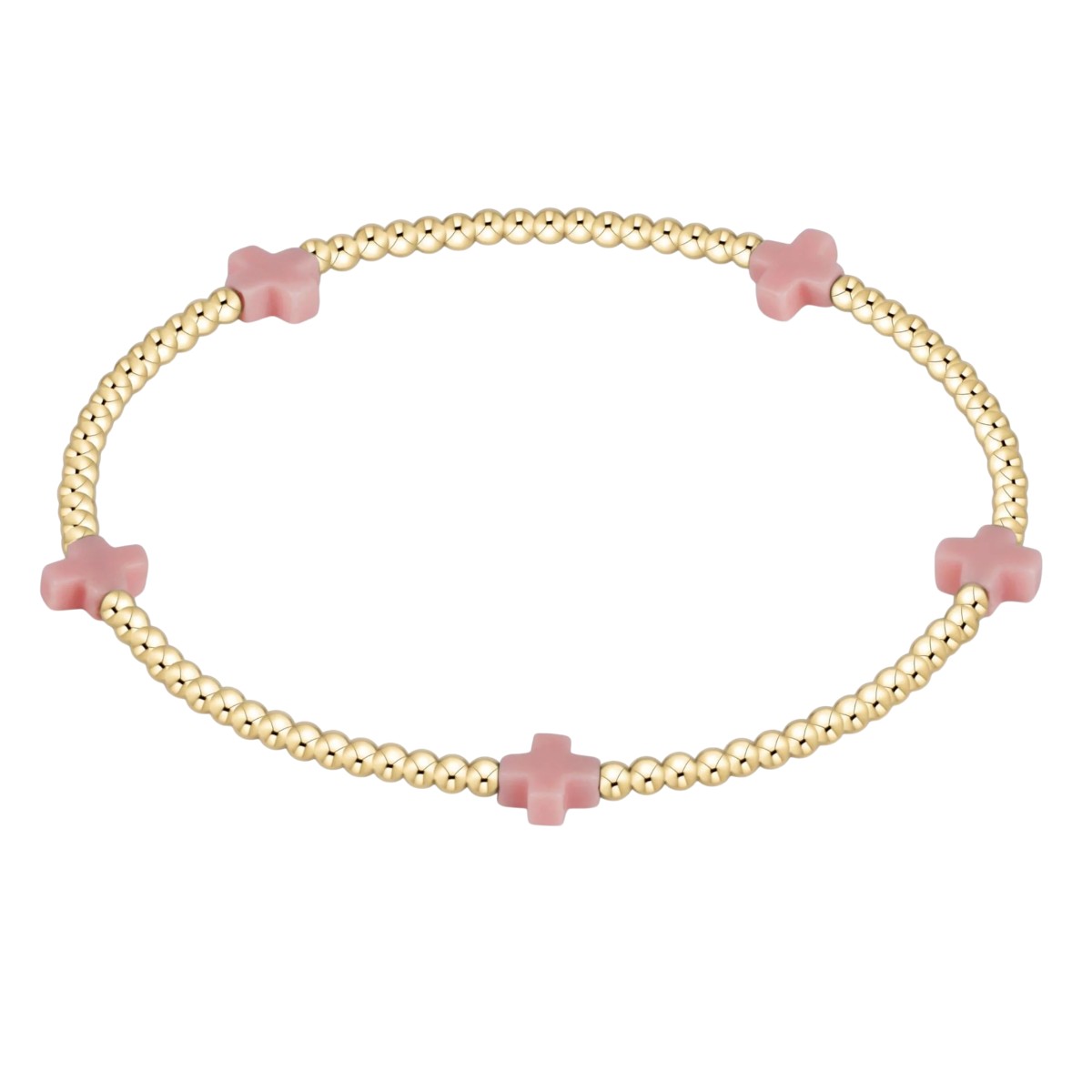 Enewton Signature Cross Small 2mm Gold Bracelet, Pink