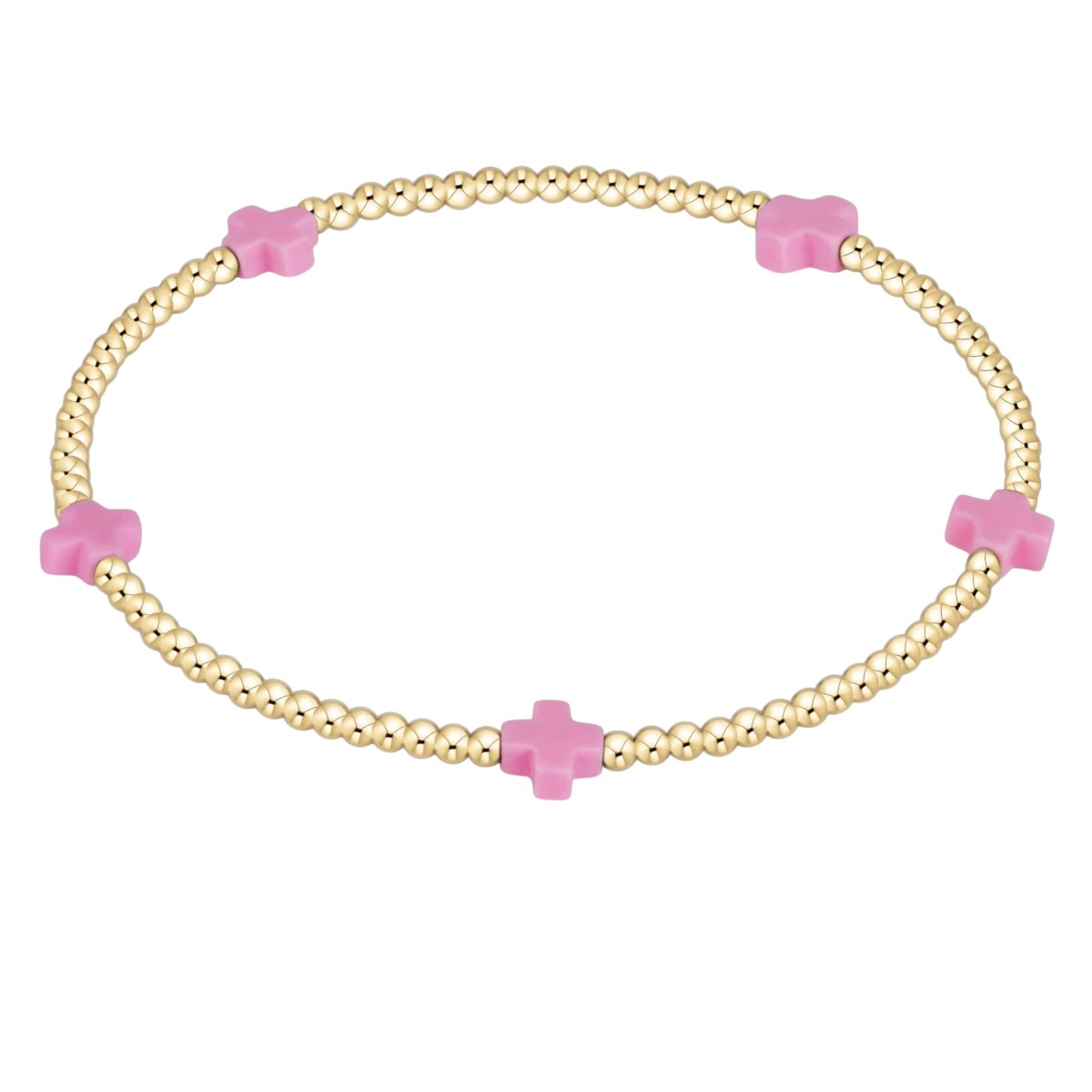 Enewton Signature Small Cross 2mm Gold Bracelet, Bright Pink