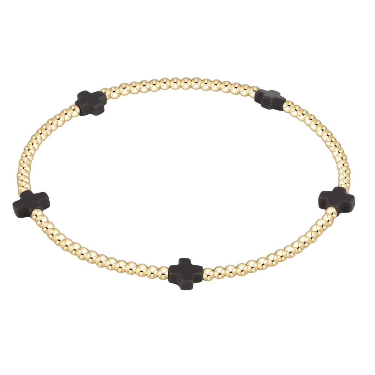 Enewton Signature Cross Small 2mm Gold Bracelet, Charcoal