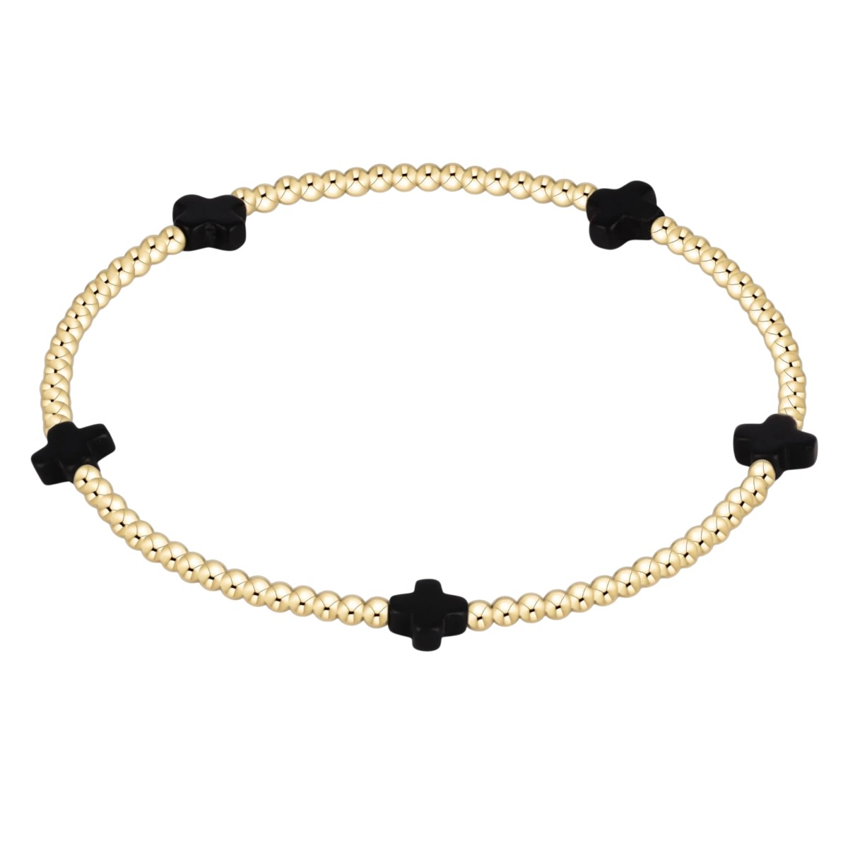 Enewton Signature Cross 2mm Gold Bracelet, Onyx