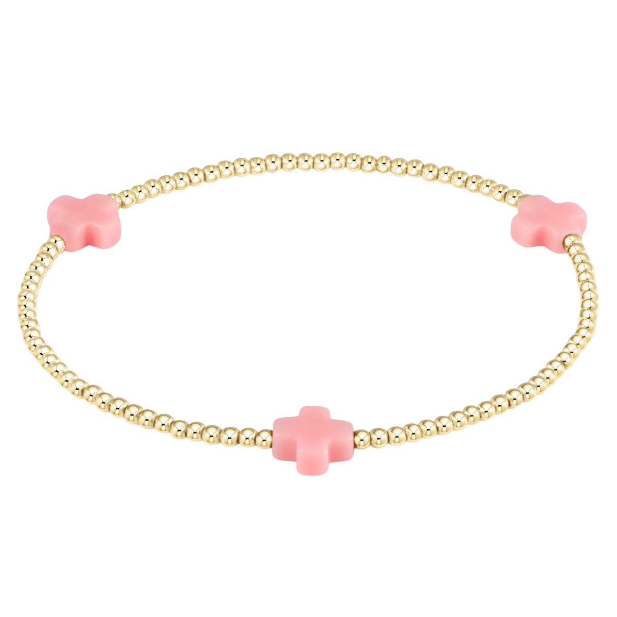 Enewton Signature Cross 2mm Gold Bracelet, Pink
