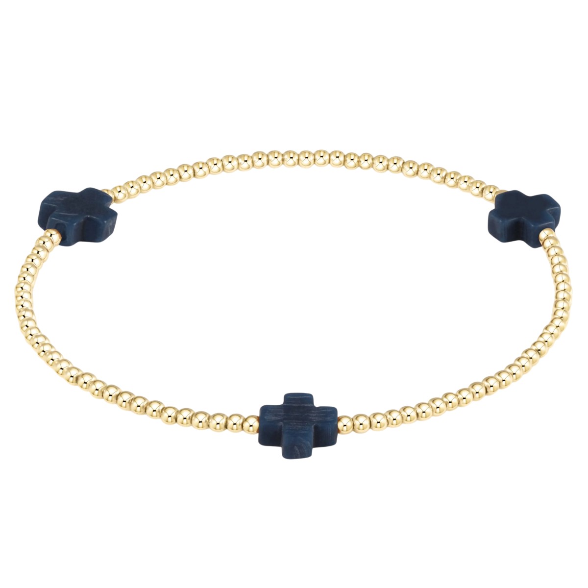 Enewton Signature Cross 2mm Gold Bracelet, Navy