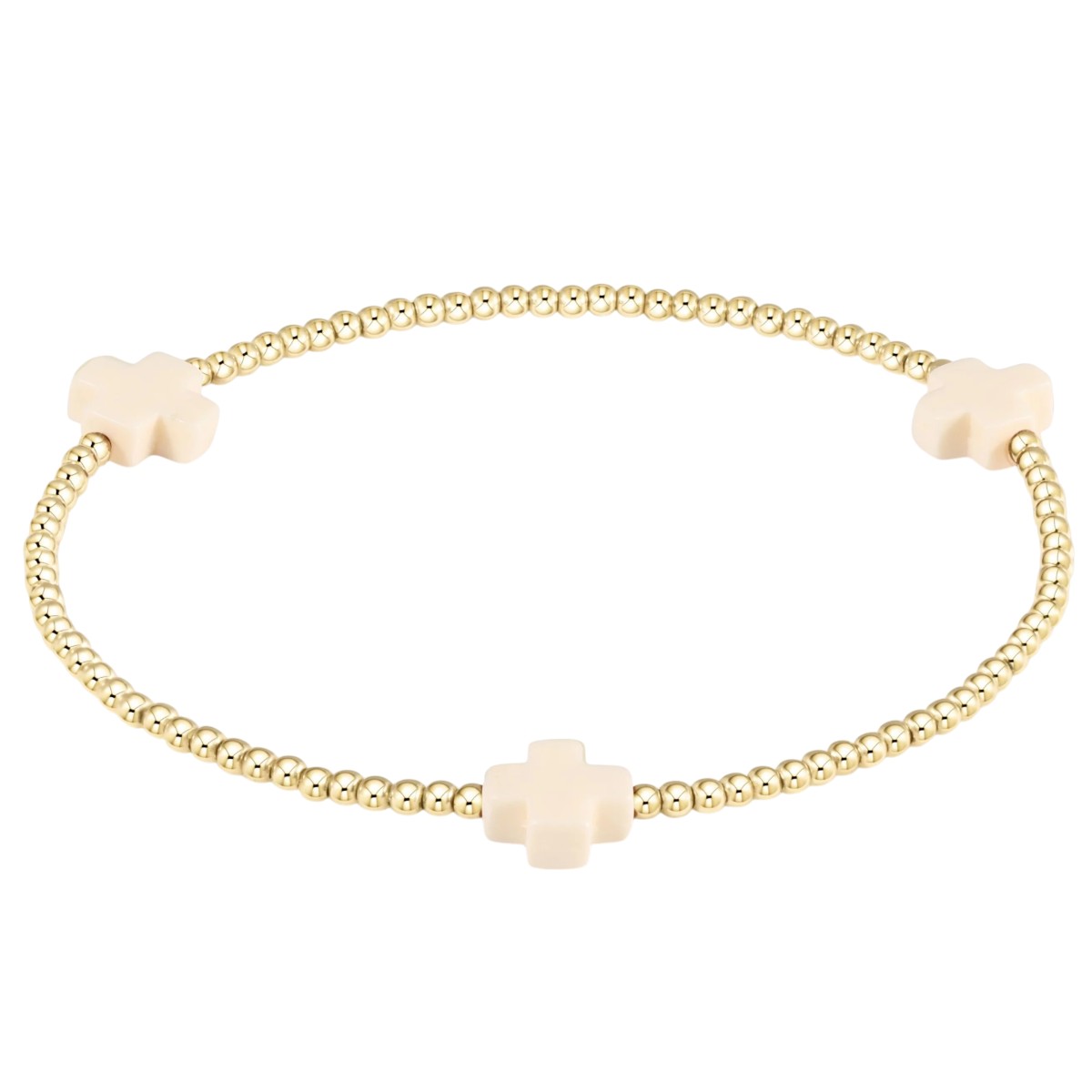 Enewton Signature Cross 2mm Gold Bracelet, Off White
