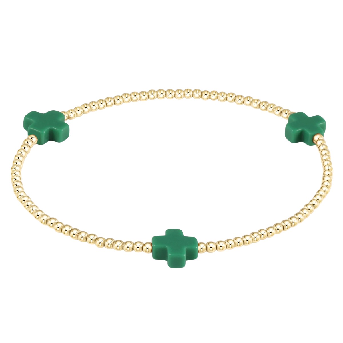 Enewton Signature Cross 2mm Gold Bracelet, Emerald