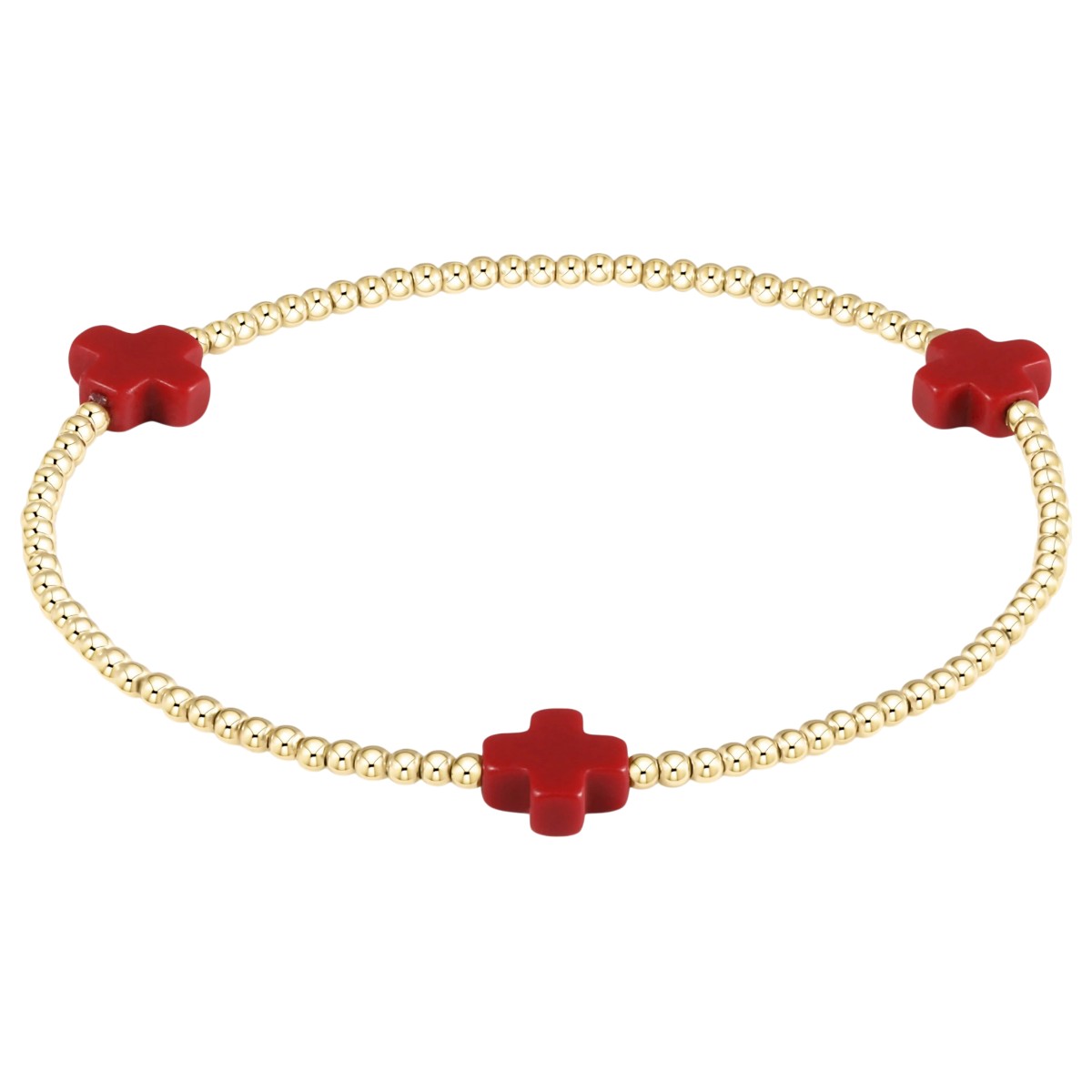 Enewton Signature Cross 2mm Gold Bracelet, Red