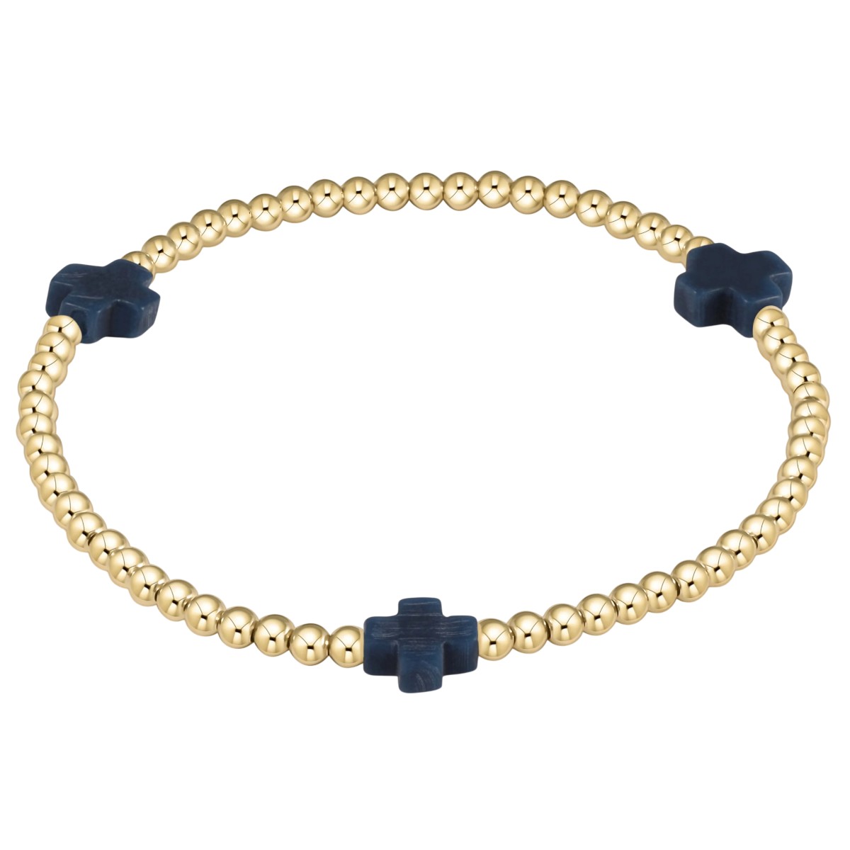 Enewton Signature Cross 3mm Gold Bracelet, Navy