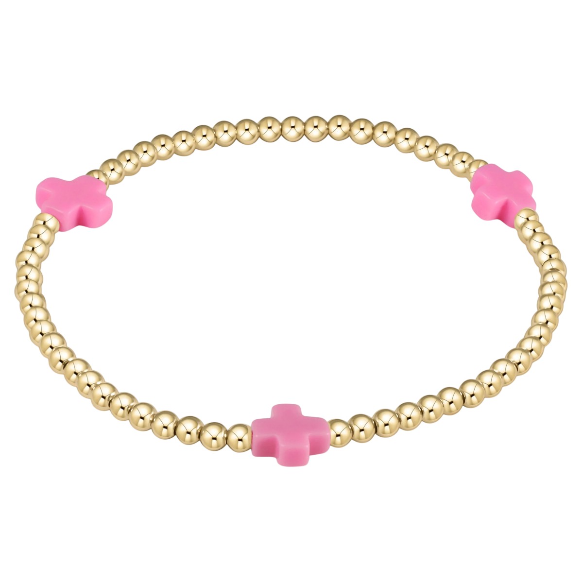 Enewton Signature Cross 3mm Gold Bracelet, Bright Pink