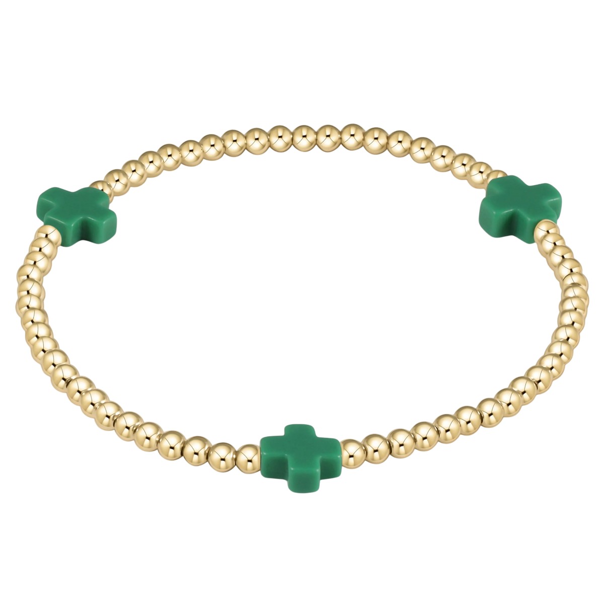 Enewton Signature Cross 3mm Gold Bracelet, Emerald