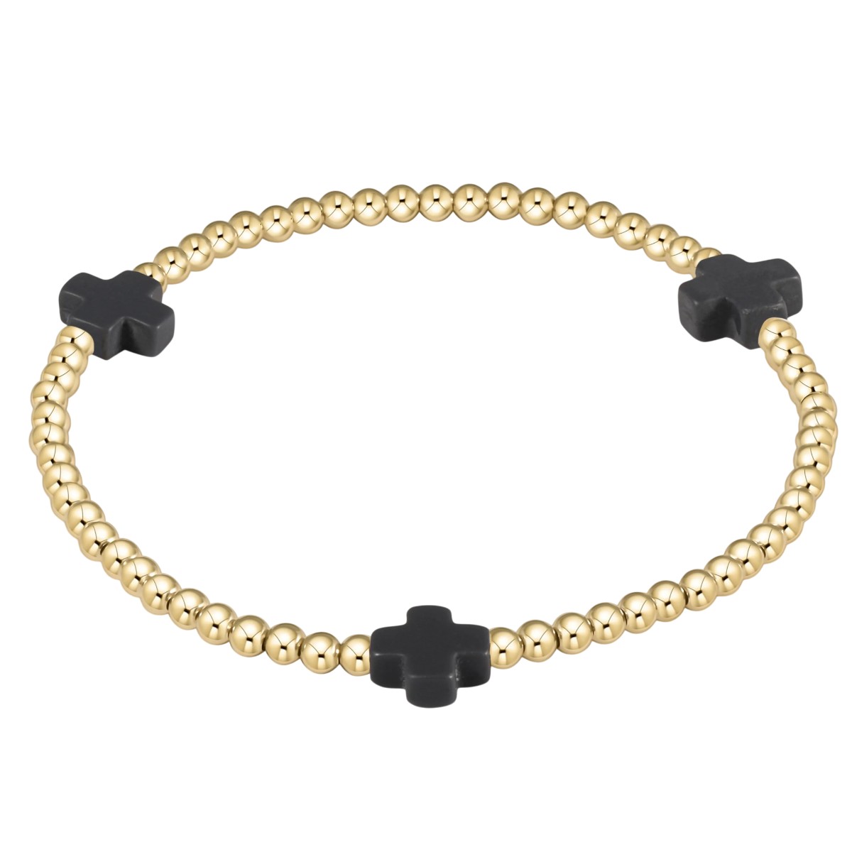 Enewton Signature Cross 3mm Gold Bracelet, Charcoal