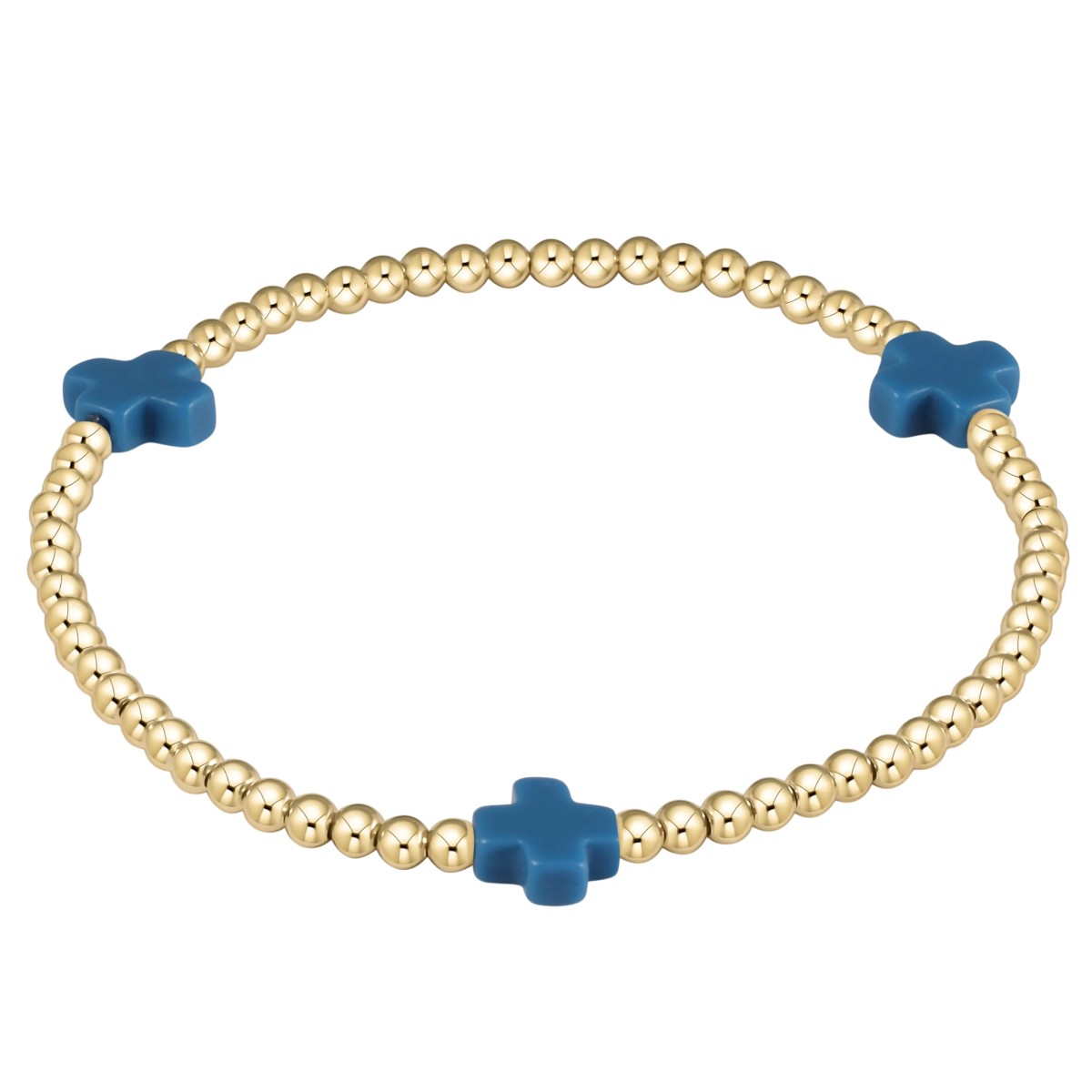 Enewton Signature Cross 3mm Gold Bracelet, Cobalt
