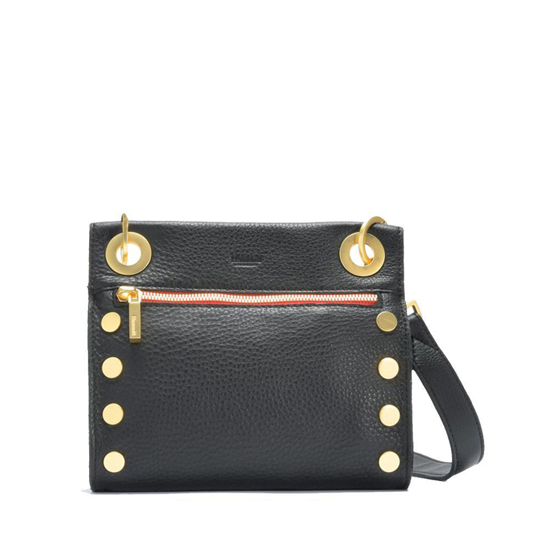 Hammitt Tony Small Crossbody, Black/Brushed Gold Red Zip