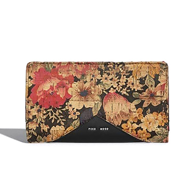 Pixie Mood Sophie Wallet, Black/Dk Floral Cork