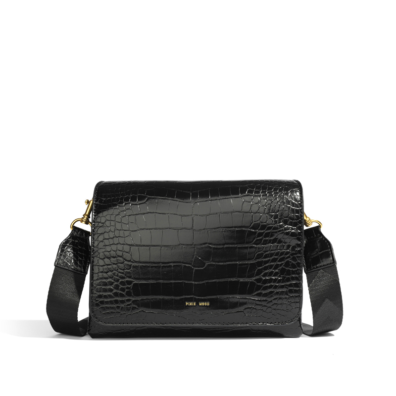 Pixie Mood Gianna Crossbody Bag, Black Croc