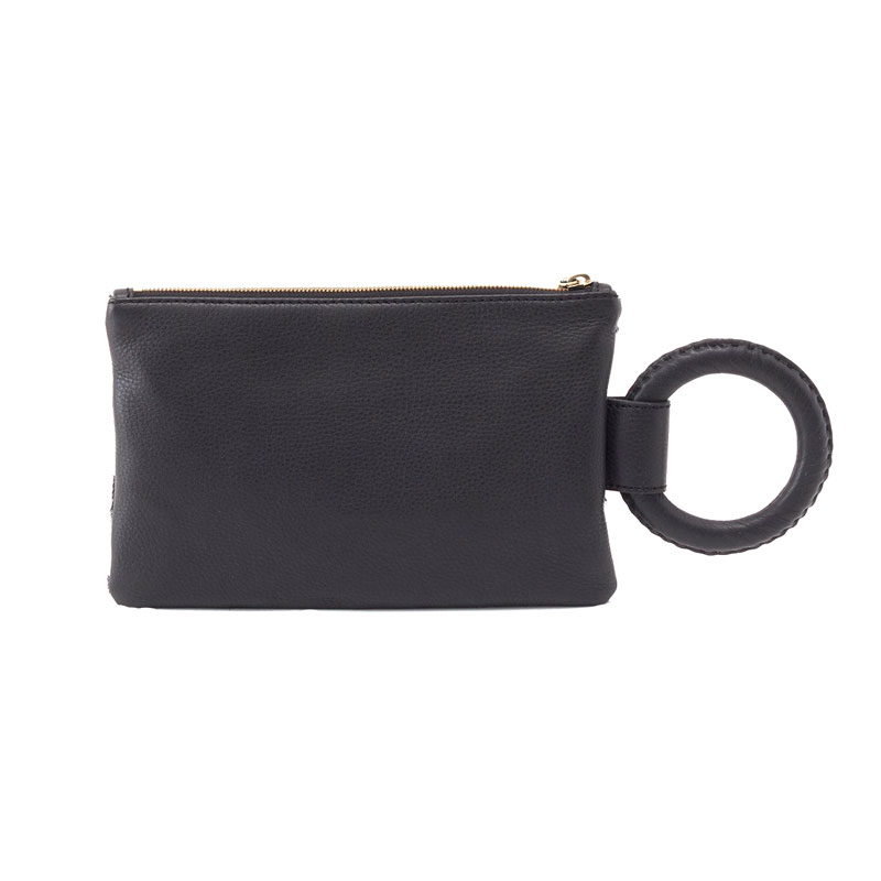 Hobo Storm Wristlet, Cow Print Black and White