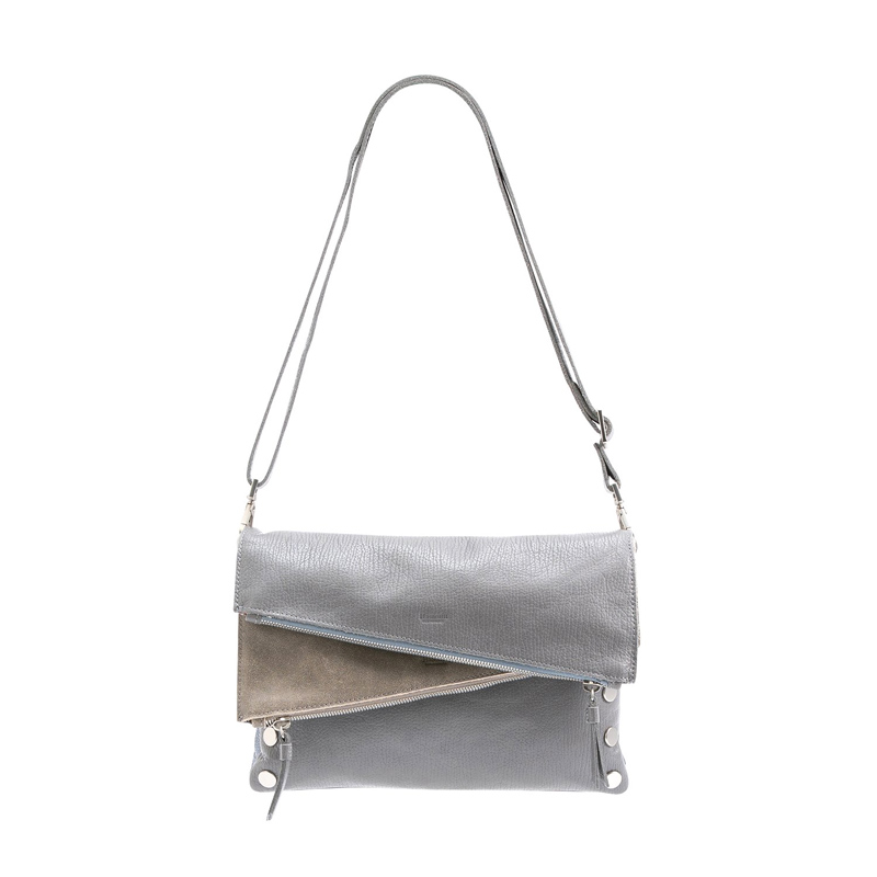 Hammitt Dillon Medium Handbag Limited Edition Steel Blue and Brushed Silver