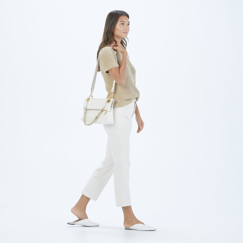 Hammitt VIP Montana Medium Handbag, Marshmallow White and Brushed Gold