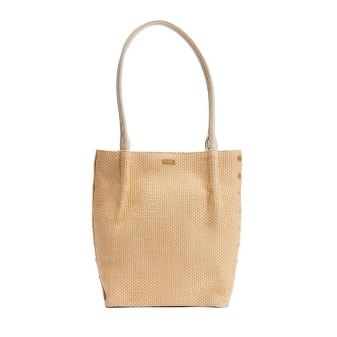 Hammitt Oliver Medium Top Handle Bag Limited Edition Ricotta Raffia and Brushed Gold Tone