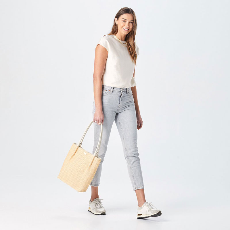 Hammitt Oliver Medium Top Handle Bag, Limited Edition Ricotta Raffia and Brushed Gold Tone