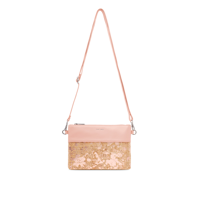 Pixie Mood Nicole Small Pouch, Misty Rose and Metallic Cork