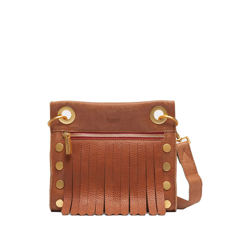 Hammitt Tony Small Crossbody, Limited Edition Saddle Fringe and Brushed Gold Tone Red Zip