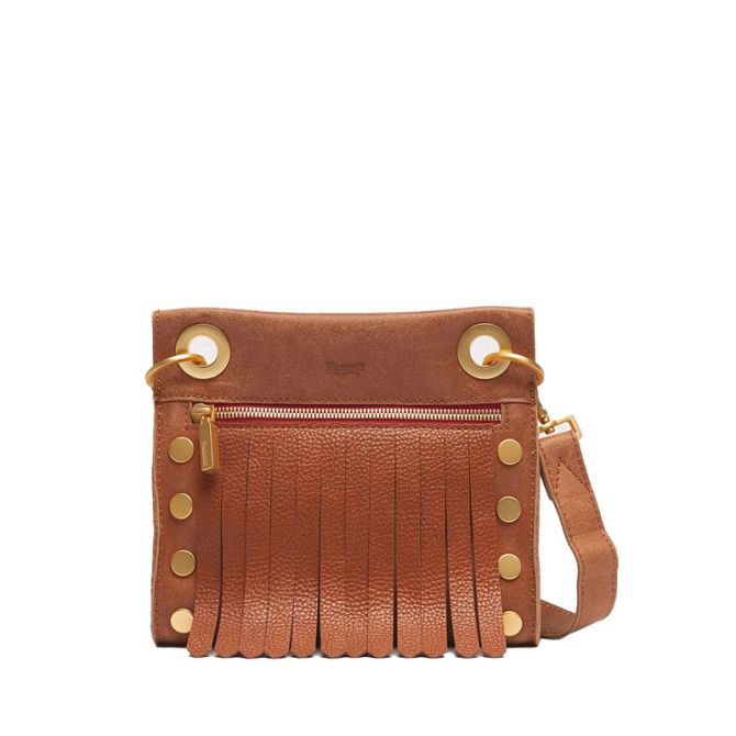 Hammitt Tony Small Crossbody, Limited Edition Saddle Fringe and Brushed Gold Tone Red Zip