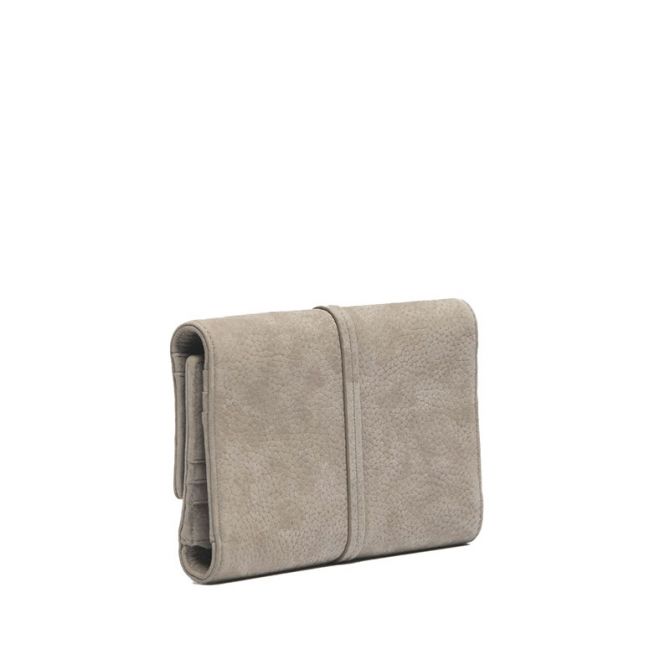 Hammitt Benjamin Wallet in Grey Natural and Brushed Gold Tone