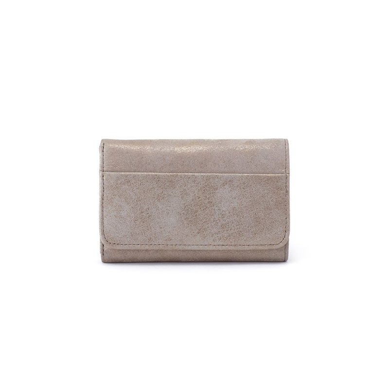 Hobo Jill Trifold Wallet, Metallic Granite Gold