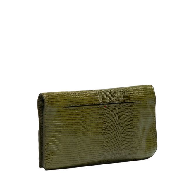 Hammitt Ryan Clutch, Limited Edition Evergreen Lizard and Gunmetal