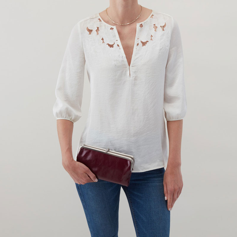 HOBO Lauren Clutch Wallet, Eggplant Vintage Hide