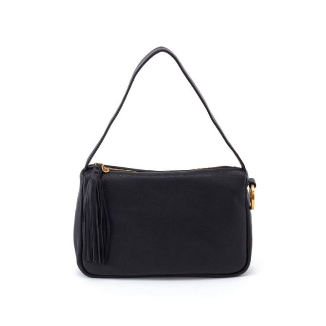 HOBO Hark Convertible Shoulder Bag, Black Velvet Pebbled Hide