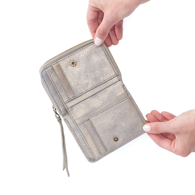 HOBO Pride Zip Around Wallet, Granite Gold Metallic