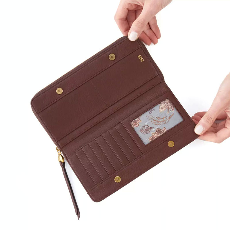 HOBO Waltz Continental Wallet, Mahogany Velvet Pebbled Hide