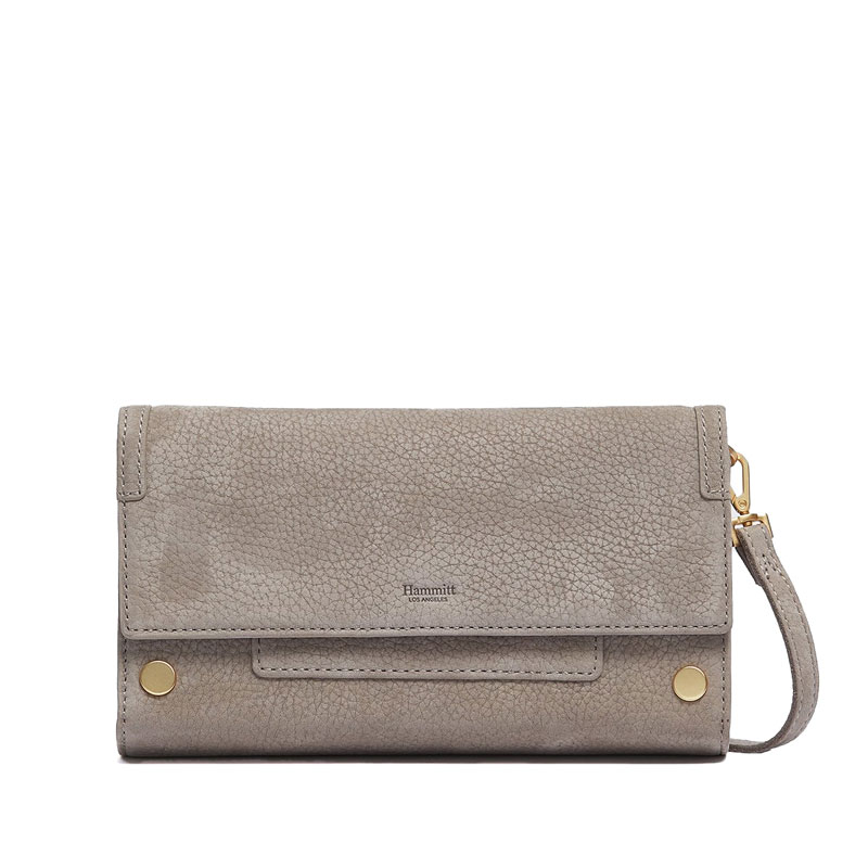 Hammitt AJ Crossbody Clutch, Limited Edition Grey Natural and Brushed Gold Tone