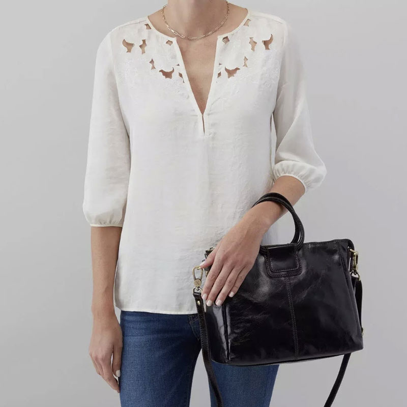 HOBO Sheila Medium Satchel, Black Vintage Hide