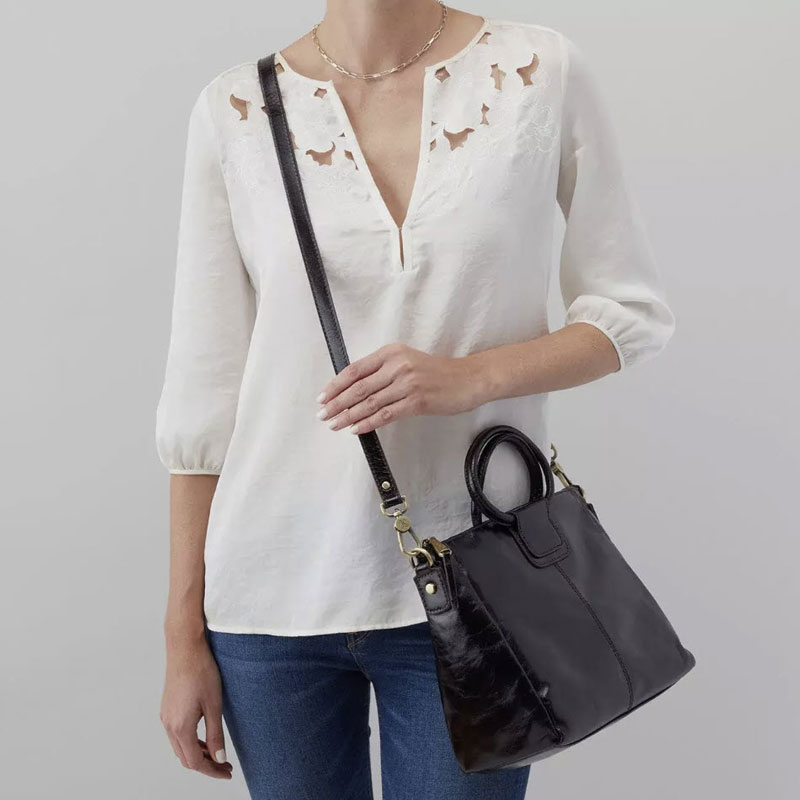 HOBO Sheila Medium Satchel, Black Vintage Hide