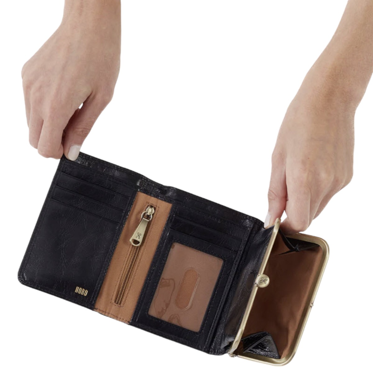 HOBO Robin Compact Wallet, Black