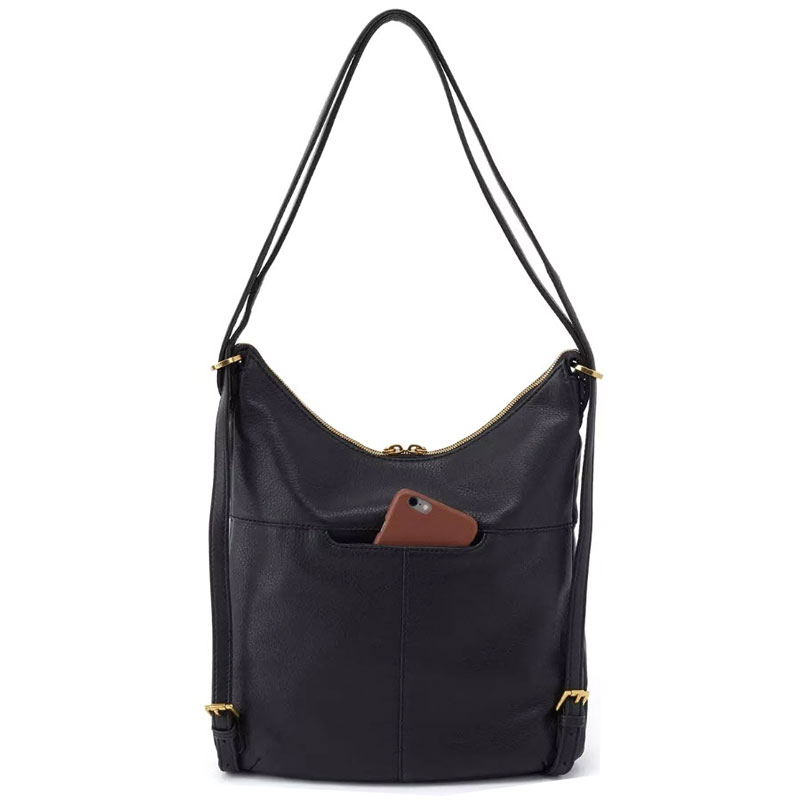 HOBO Merrin Convertible Backpack, Black Velvet Pebbled Hide