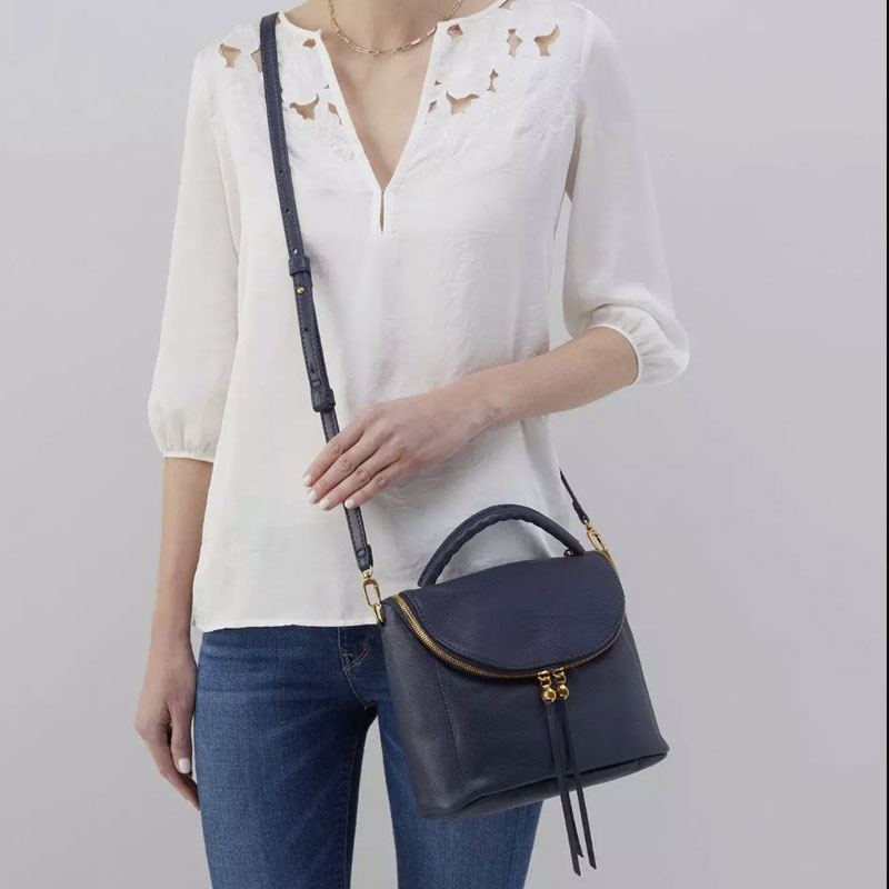 HOBO Fern Satchel, Sapphire Velvet Pebbled Hide