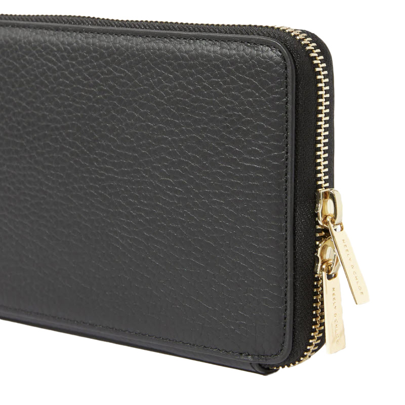 Neely & Chloe No. 48 Pebbled Leather Zip Wallet, Black
