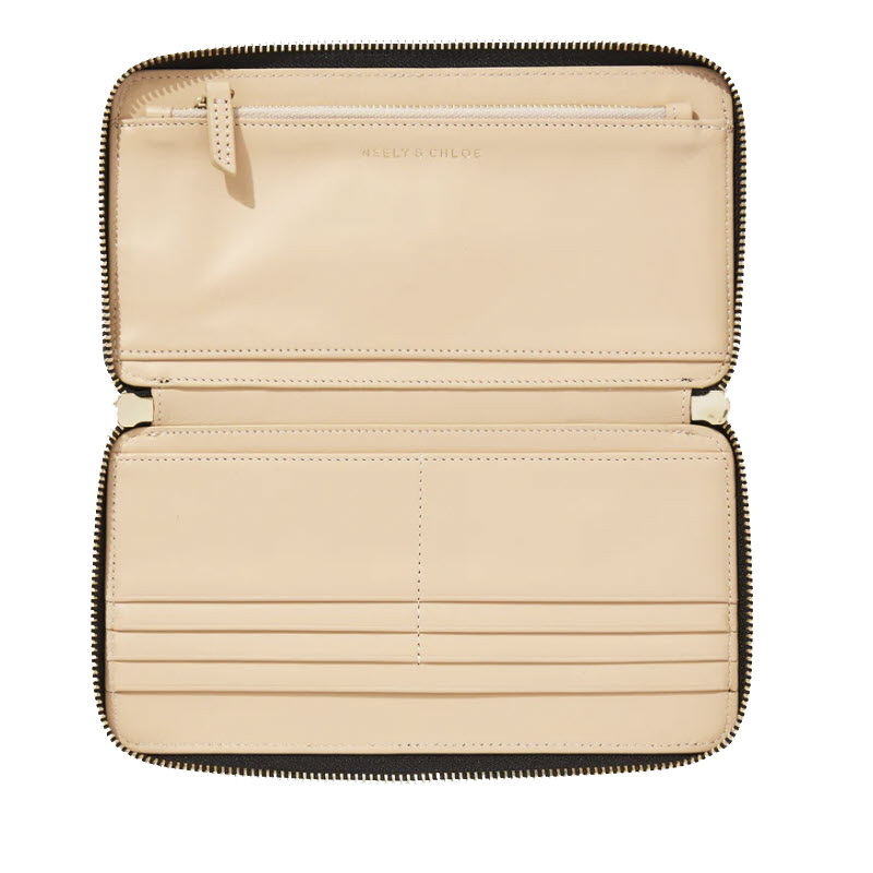 Neely & Chloe No. 48 Pebbled Leather Zip Wallet, Black