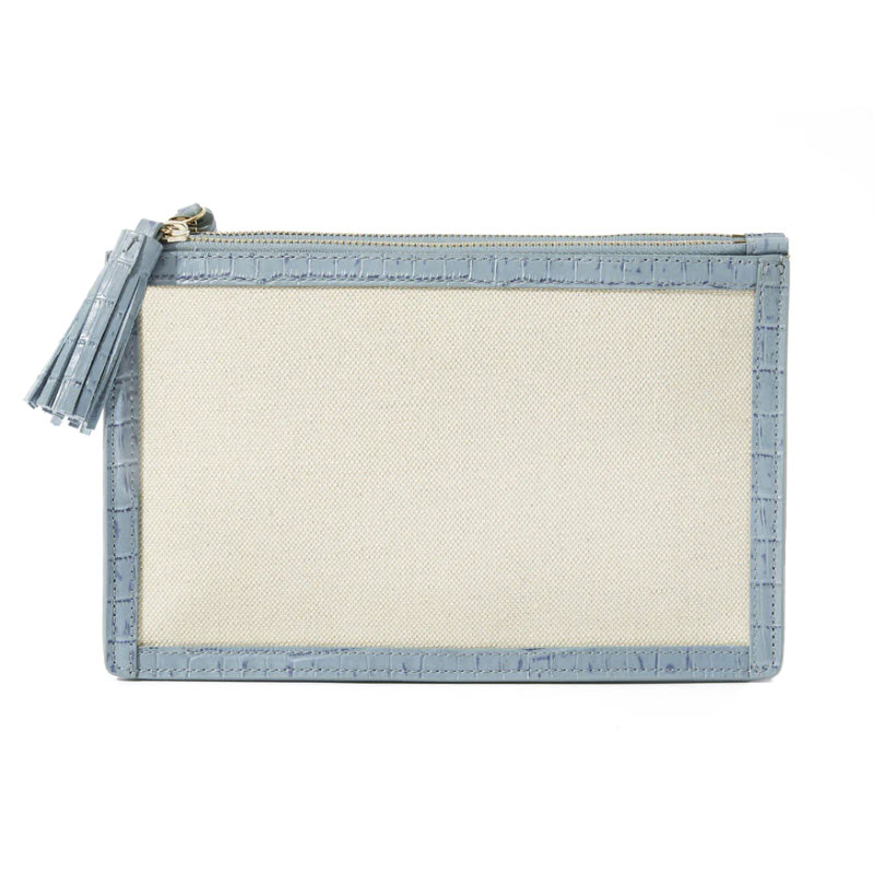 Neely & Chloe No. 60 Canvas Double Zip Shoulder Bag, Blue