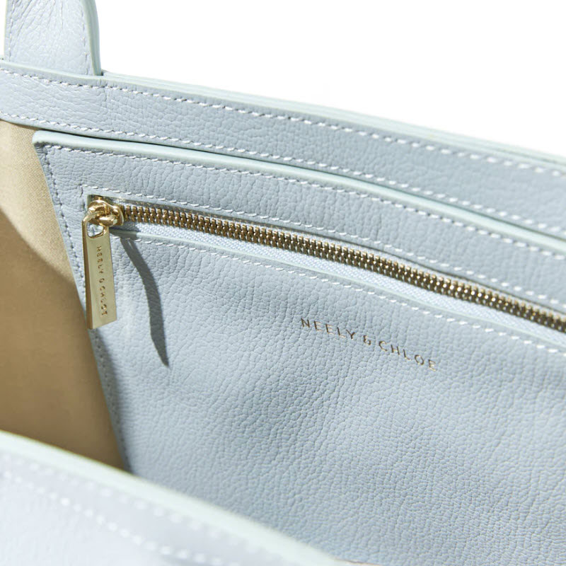 Neely & Chloe No. 61 Goat Embossed Monday Tote, Light Blue