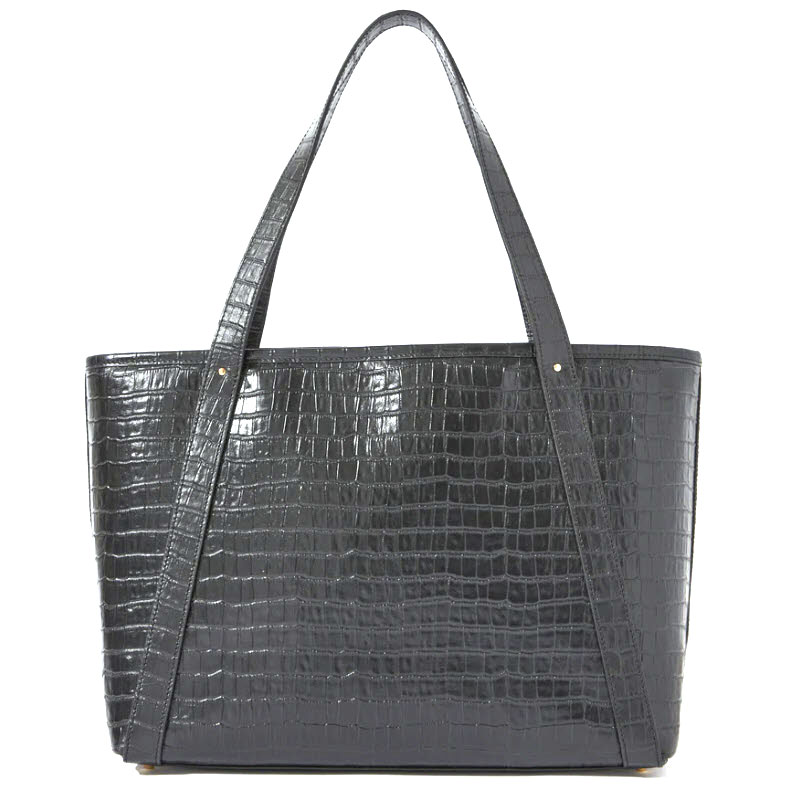 Neely & Chloe No. 58 Croc Embossed Zip Tote, Black
