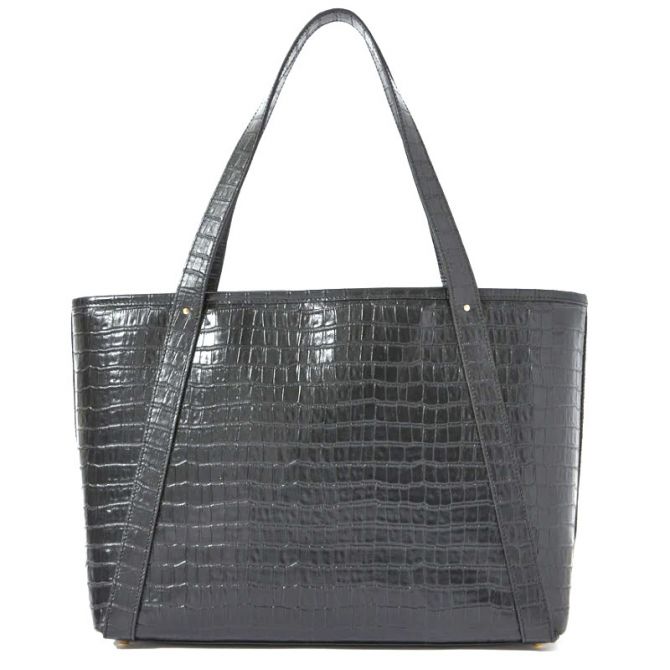 Neely & Chloe No. 58 Croc Embossed Zip Tote, Black