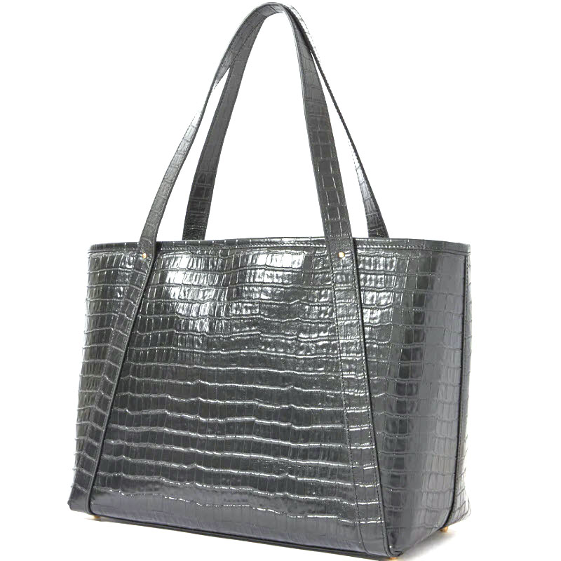 Neely & Chloe No. 58 Croc Embossed Zip Tote, Black