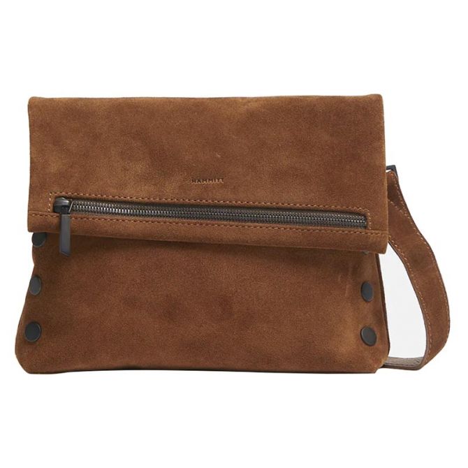 Hammitt VIP Medium Crossbody Bag, Mahogany Suede and Bronze Hardware